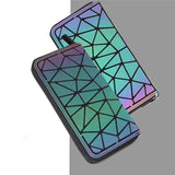 Women's Plaid Geometric Wallet Long Clutch Luminous Money Clip