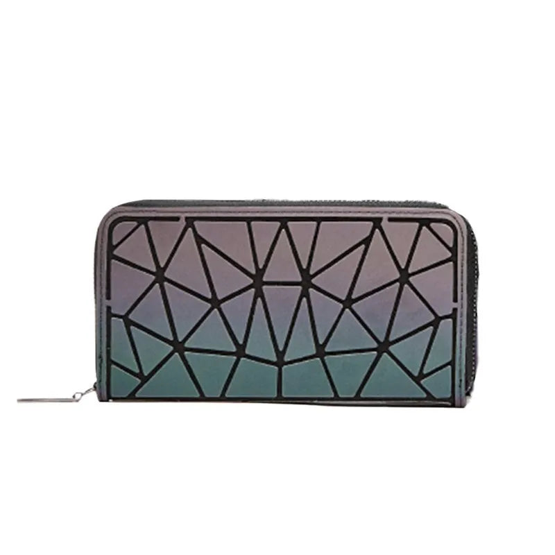 Women's Plaid Geometric Wallet Long Clutch Luminous Money Clip