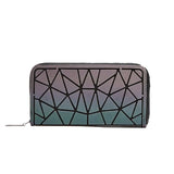 Women's Plaid Geometric Wallet Long Clutch Luminous Money Clip