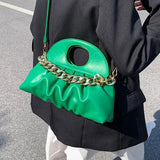 2022PU Hand-held Pleated Bag Women's High-end Shoulder Messenger Bag