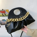 2022PU Hand-held Pleated Bag Women's High-end Shoulder Messenger Bag