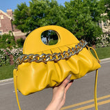 2022PU Hand-held Pleated Bag Women's High-end Shoulder Messenger Bag