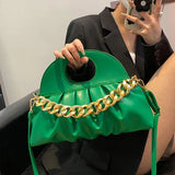 2022PU Hand-held Pleated Bag Women's High-end Shoulder Messenger Bag