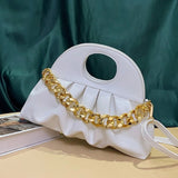 2022PU Hand-held Pleated Bag Women's High-end Shoulder Messenger Bag