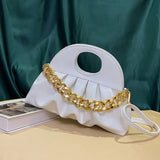 2022PU Hand-held Pleated Bag Women's High-end Shoulder Messenger Bag