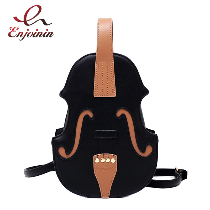 Vintage Violin Shoulder Crossbody Bag for Women Pu Leather Bag