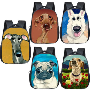 3D Animal Dog Children Backpacks Pug Husky Print Boy Girl Backpack