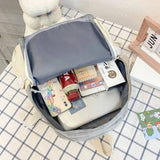 5pc Women's Backpack Plaid School Bag Oxford Cloth Large Capacity