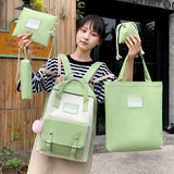 5Pcs Canvas Backpacks School Bags for Teenage Girls Bookbags Students