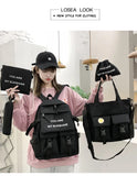 Canvas School Backpack for Teenage Girls Women Travel Student