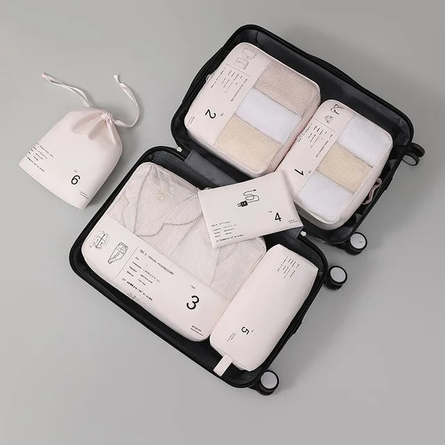 6 Pc Travel Clothes Storage Waterproof Organizer Pouch Packing Cube