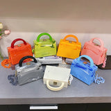 Acrylic Chain Shoulder Bag Marble Pattern Box Shape Handbag