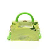 Acrylic Chain Shoulder Bag Marble Pattern Box Shape Handbag