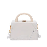 Acrylic Chain Shoulder Bag Marble Pattern Box Shape Handbag