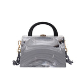 Acrylic Chain Shoulder Bag Marble Pattern Box Shape Handbag