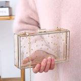 Acrylic Transparent Clutch Bag Sequins Star Shoulder Messenger Bags