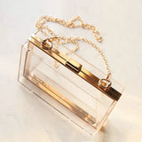 Clear Acrylic Women Clutch Bag Chain Shoulder Evening Handbag Beach Bag