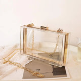 Clear Acrylic Women Clutch Bag Chain Shoulder Evening Handbag Beach Bag