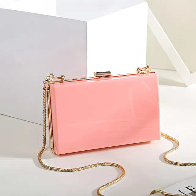 Acrylic Transparent Women Clutch Bag Chain Evening Handbag