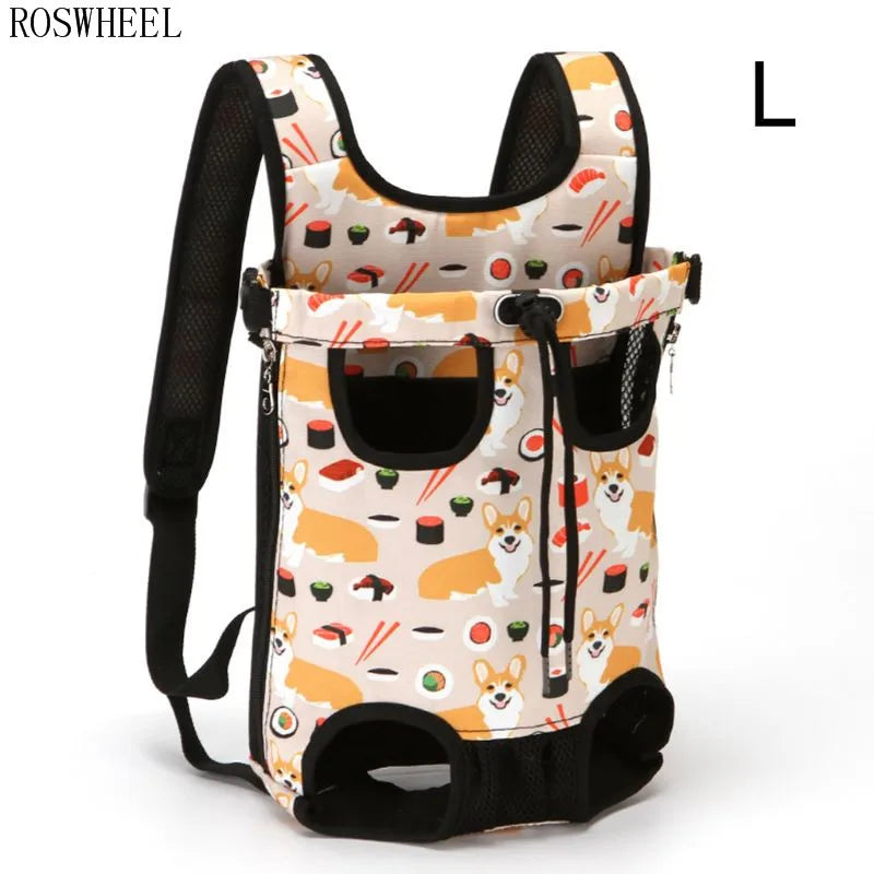 Adjustable Dog Carrier Backpack Pet Travel Bag Legs Out Front-Facing