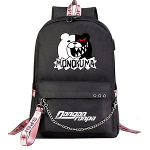 Anime Bear Boys Girls Kids School Book Bags Women USB Chain Travel Laptop