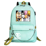 Anime Bleach Boys Girls Kids School Book Bags Women USB Chain Backpack