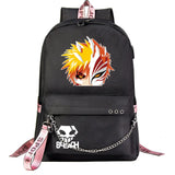 Anime Bleach Boys Girls Kids School Book Bags Women USB Chain Backpack