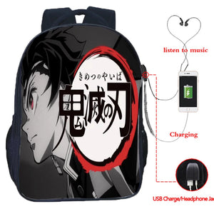 Demon Slayer USB Backpack Kimetsu No Yaiba Schoolbags Teens Men Women