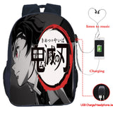Demon Slayer USB Backpack Kimetsu No Yaiba Schoolbags Teens Men Women