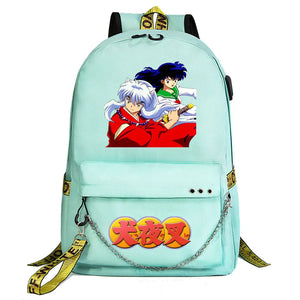 Inuyasha USB Boys Girls Kids School Book Bags Women Backpack Canvas