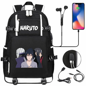 Anime Kakashi Sasuke Itachi USB School Bag Large Capacity Student Schoolbags