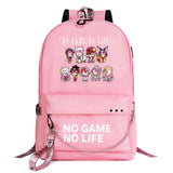 No Game No Life USB Backpack Canvas School Bag Laptop Bagpack