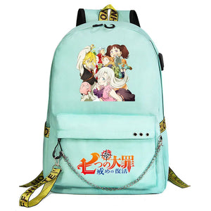Seven Deadly Sins USB Anime Backpack Kids Girls Boys School Bag