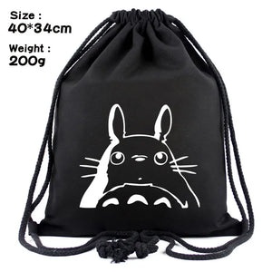 Anime Totoro Backpack Schoolbags Canvas Drawstring Bagpack