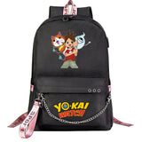 Anime Youkai Watch USB School Book Bags Canvas Men Women Backpack