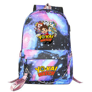 Anime Youkai Watch USB Boys Girls Kids School Book Bags Women Backpack