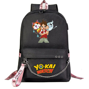 Anime Youkai Watch USB Boys Girls Kids School Book Bags Women Backpack Canvas Me
