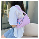 Ocean Texture Shoulder Bag Armpit Bag Chain Butterfly Decorate Solid Handbag