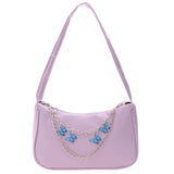 Ocean Texture Shoulder Bag Armpit Bag Chain Butterfly Decorate Solid Handbag