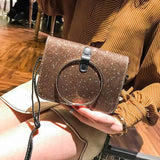 Women's PU Leather Handbag Metal Ring Shoulder Bag