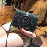 Women's PU Leather Handbag Metal Ring Shoulder Bag