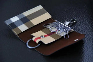 Arrival Business Style Plaid Key Bag For Car Leather Key Wallet
