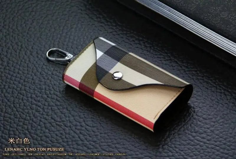 Arrival Business Style Plaid Key Bag For Car Leather Key Wallet