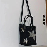Canvas Shoulder Bags for Women Crossbody Messenger Bag Rhinestone Star