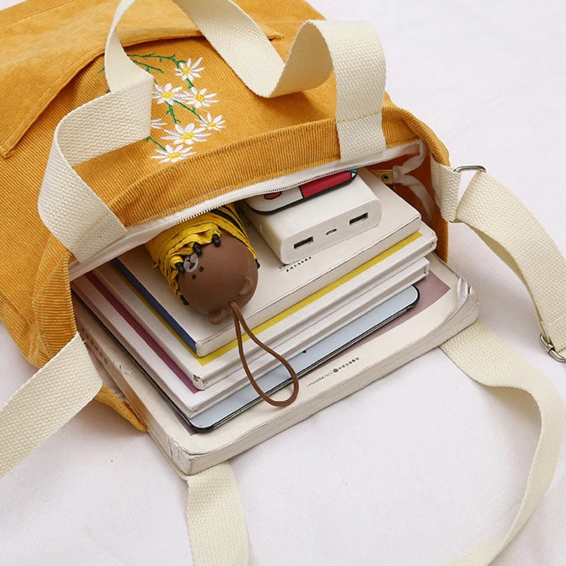Arrival Women Handbag Lady Corduroy Bag Solid Printed Daisy Shoulder Bag