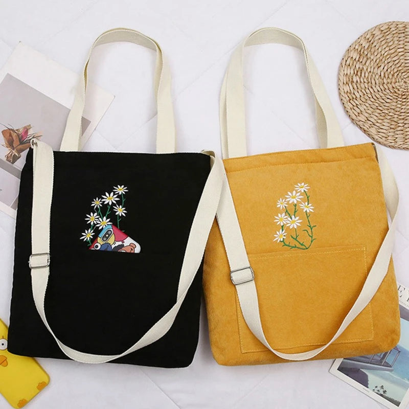 Arrival Women Handbag Lady Corduroy Bag Solid Printed Daisy Shoulder Bag