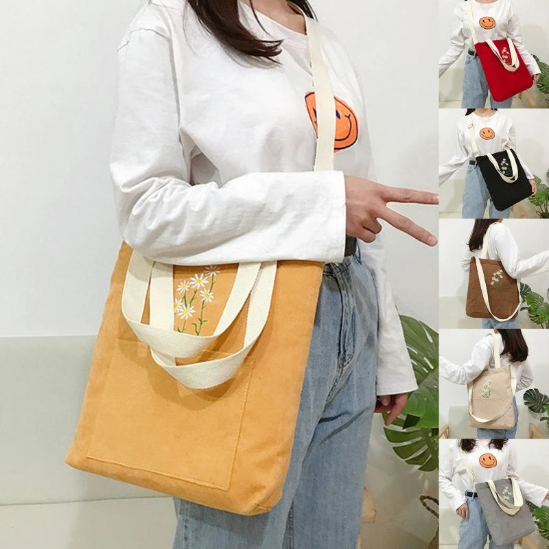 Arrival Women Handbag Lady Corduroy Bag Solid Printed Daisy Shoulder Bag