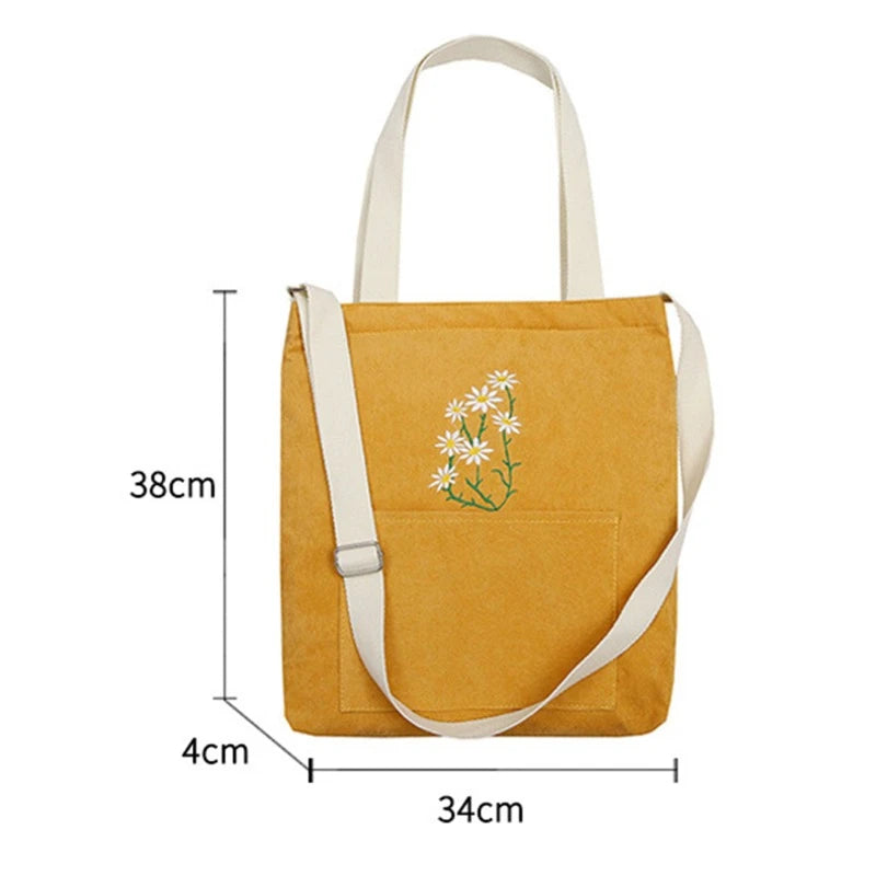 Arrival Women Handbag Lady Corduroy Bag Solid Printed Daisy Shoulder Bag