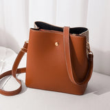 Arrival PU Leather Women Bucket Bag Shoulder Bag Panelled Crossbody Bag