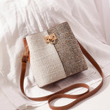 Arrival PU Leather Women Bucket Bag Shoulder Bag Panelled Crossbody Bag